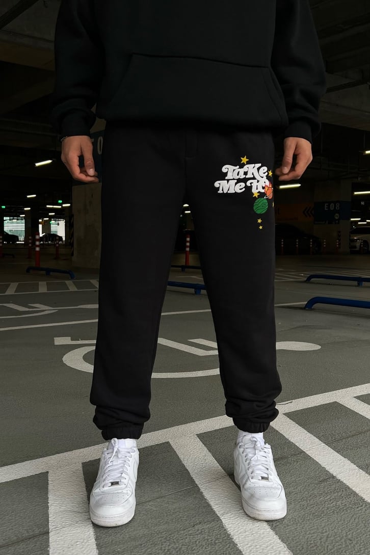 Take Me To Space Siyah Jogger Eşofman Altı