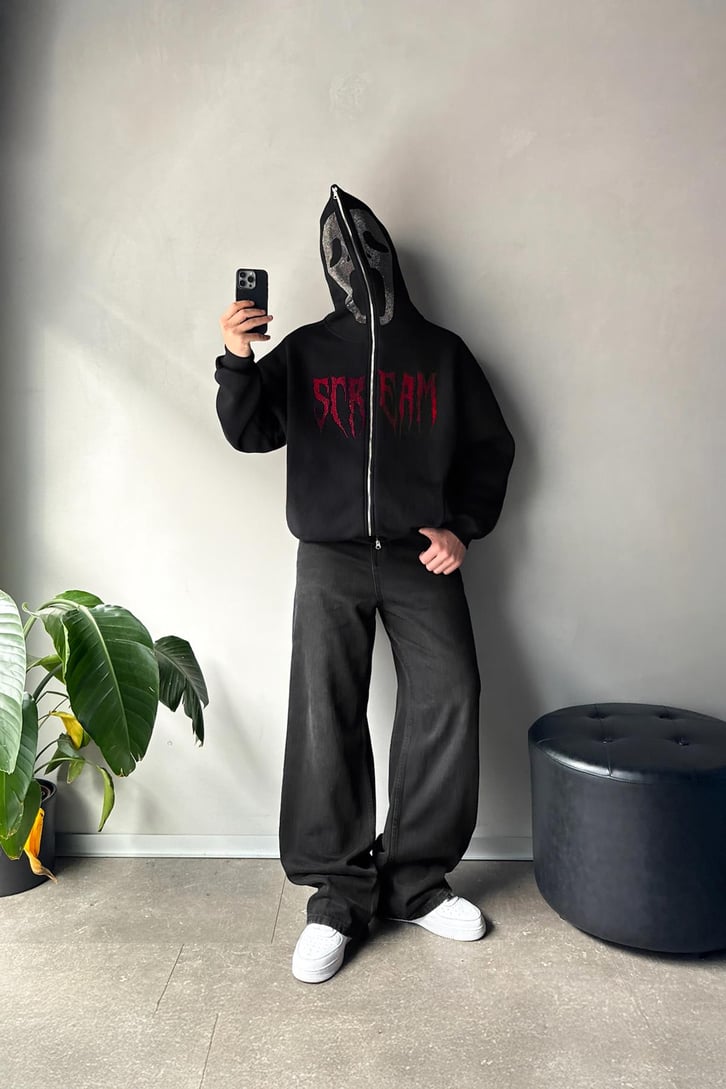 Taş Detaylı Full Zip Hoodie