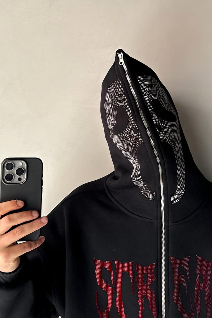 Taş Detaylı Full Zip Hoodie