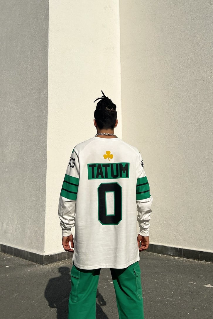 Tatum 0 Baskılı Beyaz Oversize Sweatshirt