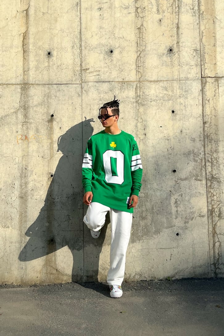 Tatum 0 Baskılı Yeşil Oversize Sweatshirt
