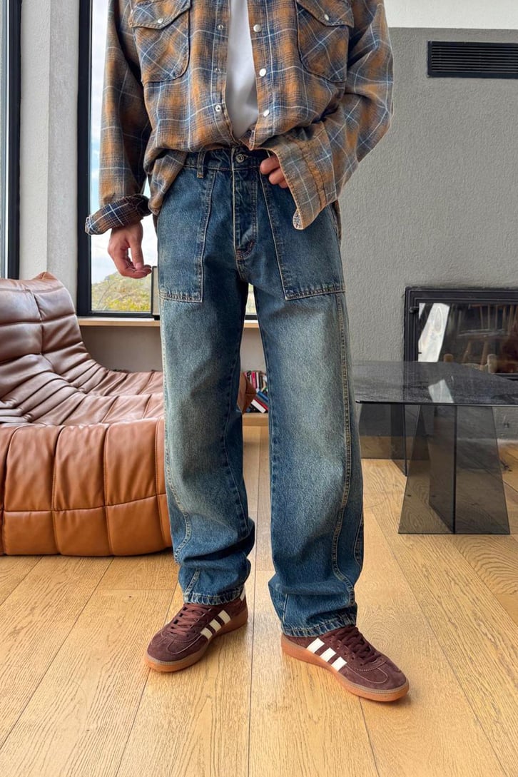 Tek Dikişli Baggy Jean