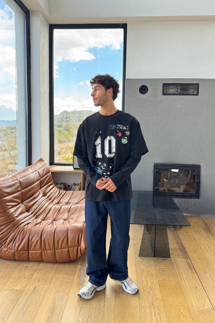 Ten Baskılı Sweatshirt