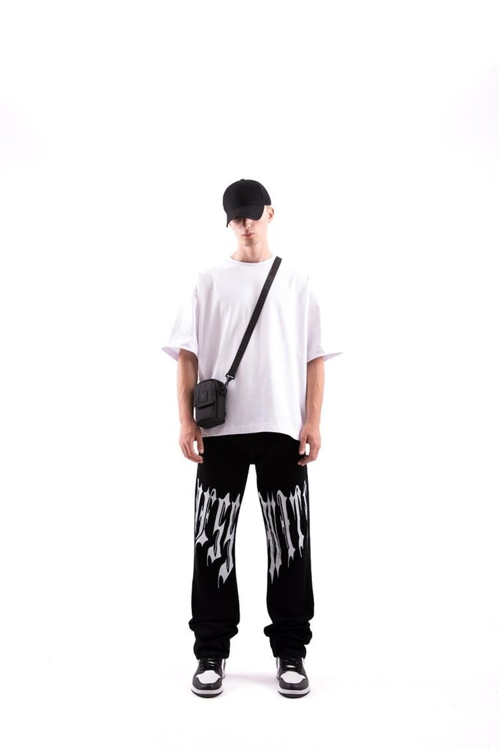 Text Printed Siyah Regular Fit Jean