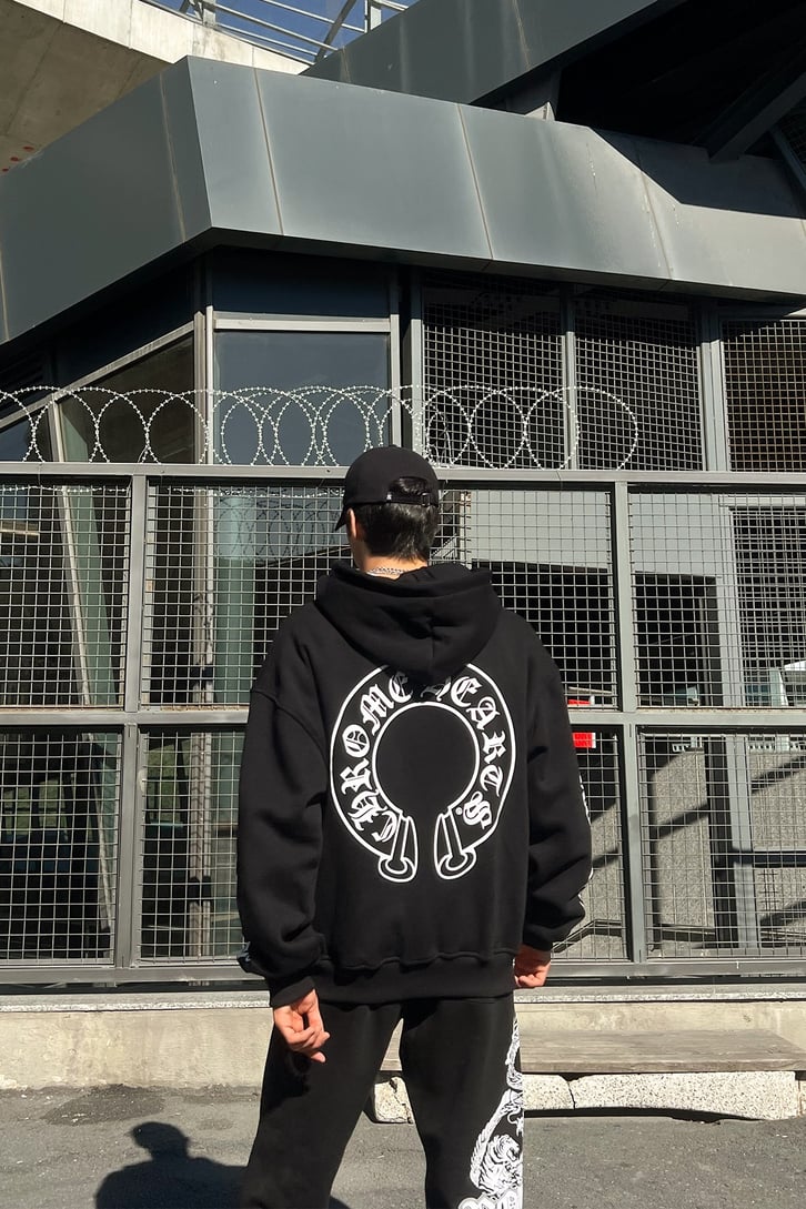 Text Sırt Baskılı Zipper Siyah Sweatshirt