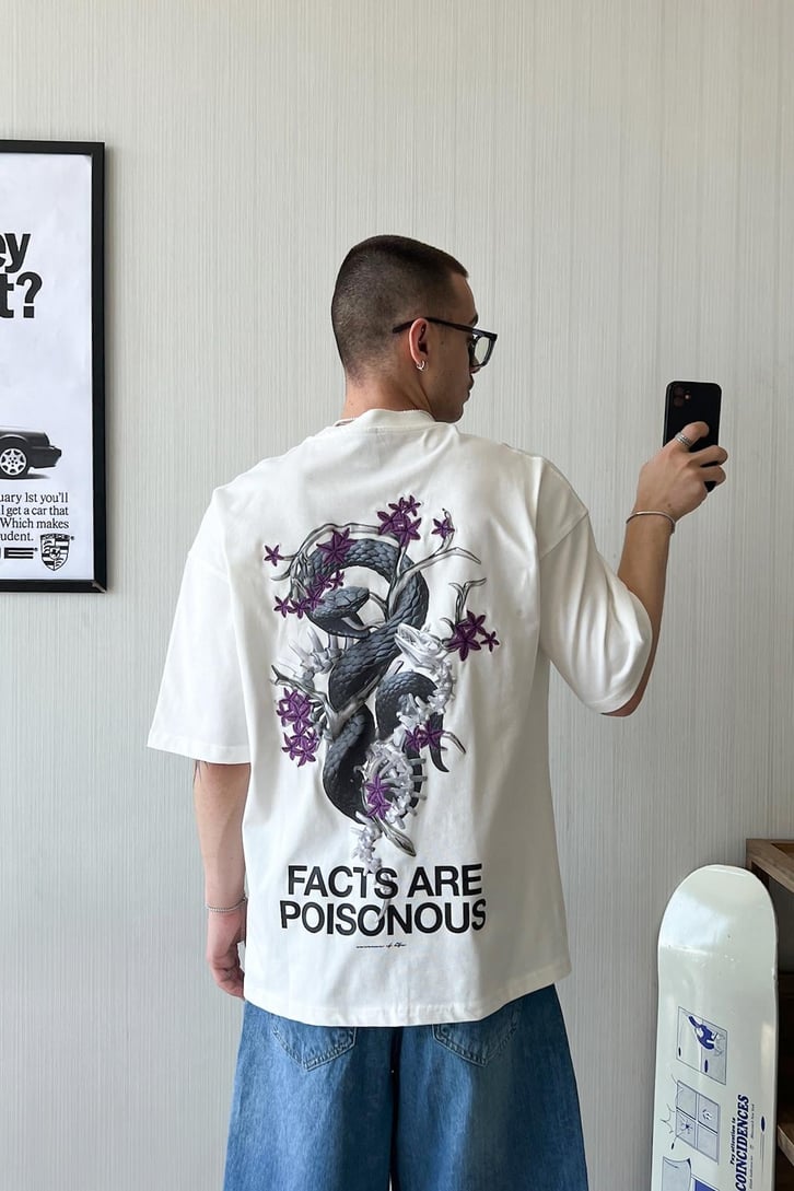That's The Facts Baskılı Oversize Tişört