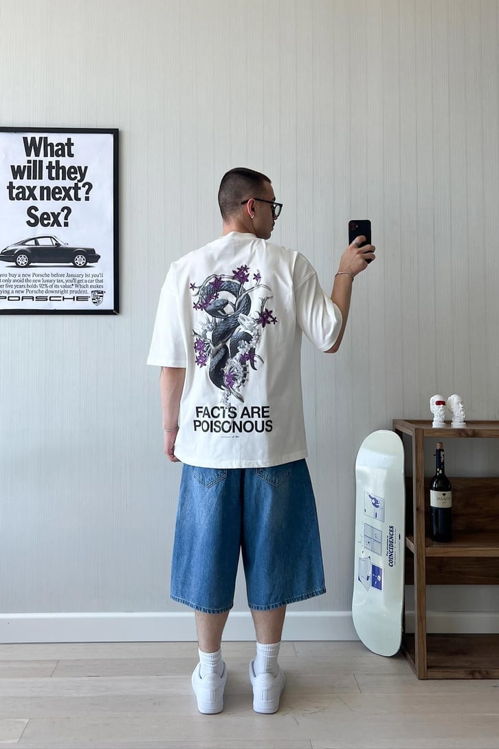 That's The Facts Baskılı Oversize Tişört