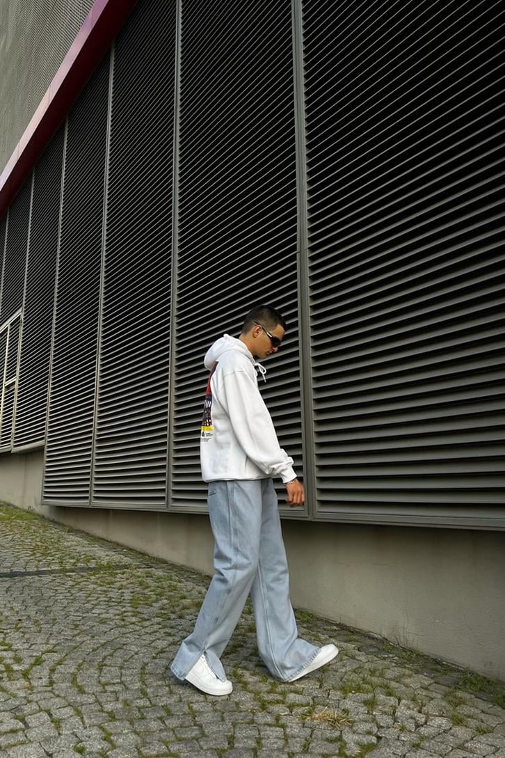 The Best Places Baskılı Beyaz İçi Pamuklu Oversize Hoodie