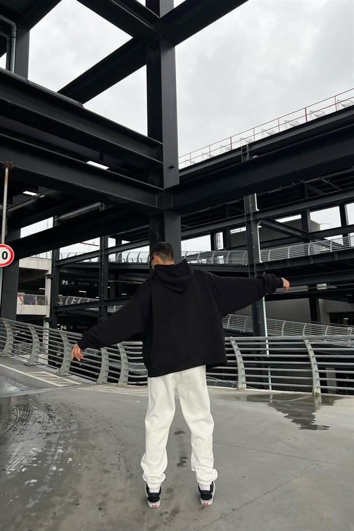 The Couture Club Baskılı Siyah İçi Pamuklu Oversize Hoodie