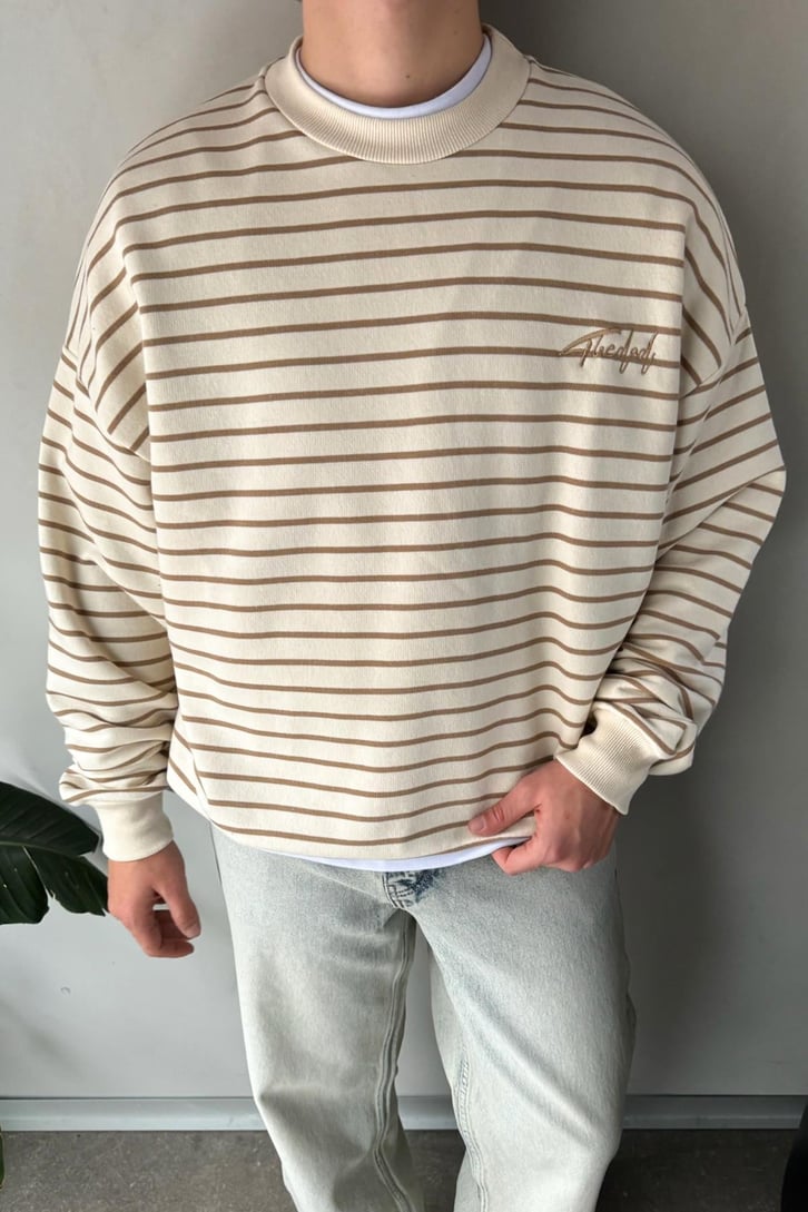 The Dad Nakışlı Çizgili Oversize Sweatshirt