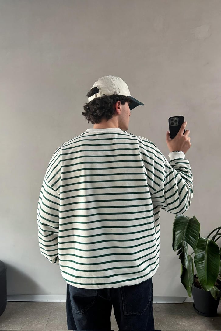 The Dad Nakışlı Çizgili Sweatshirt