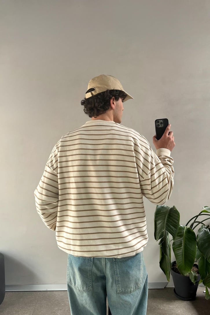 The Dad Nakışlı Çizgili Sweatshirt