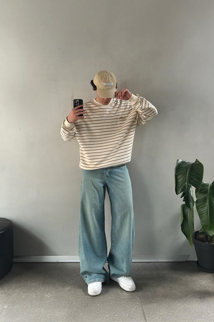 The Dad Nakışlı Çizgili Sweatshirt