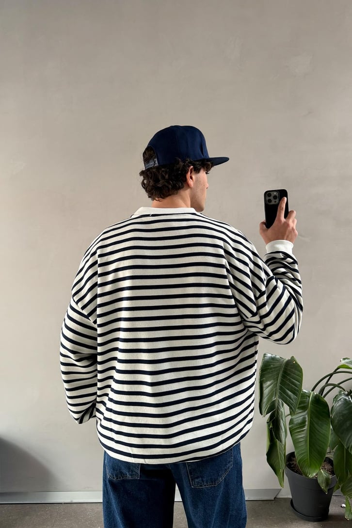 The Dad Nakışlı Çizgili Sweatshirt