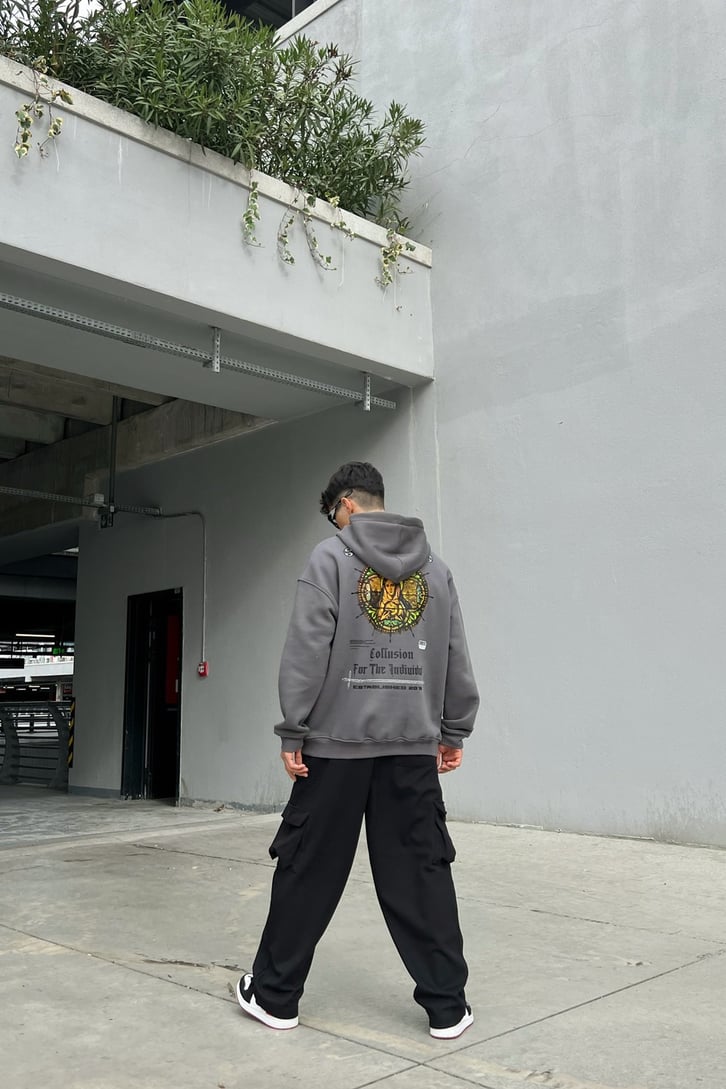 The Indiuidual Baskılı Füme Oversize Sweatshirt