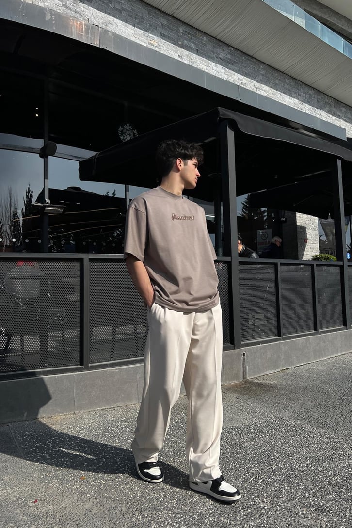 TheDad Nakışlı Washed Vizon Oversize Tişört