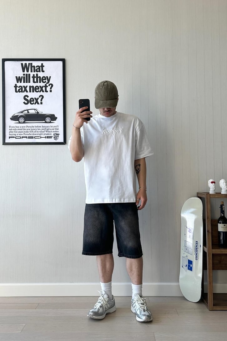TheDad Nakışlı Washed Vizon Oversize Tişört