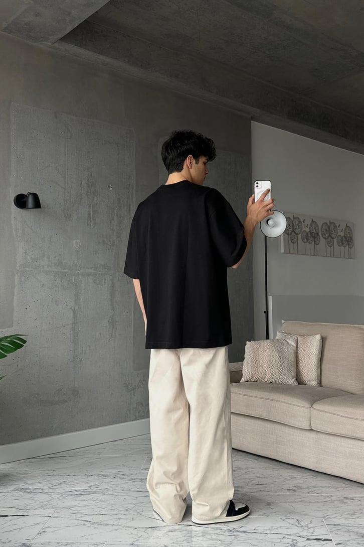 Thrasher Skateboard Siyah Oversize Tişört
