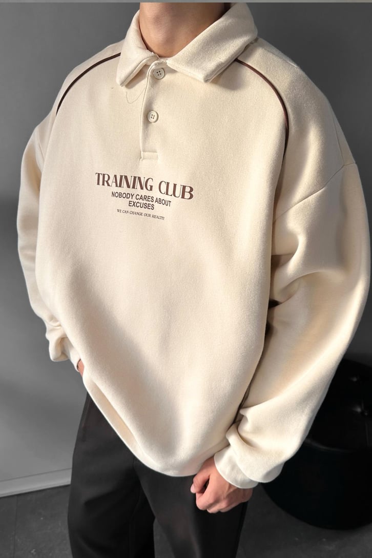 Tranıng Club Baskılı Polo Yaka Sweatshirt
