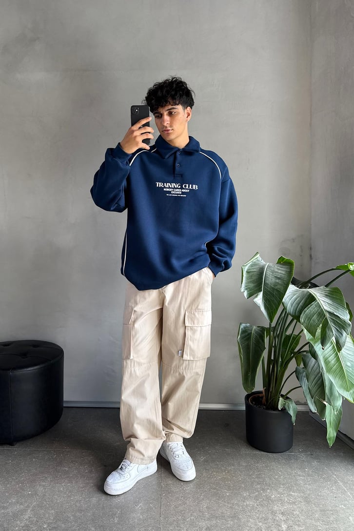 Tranıng Club Baskılı Polo Yaka Sweatshirt
