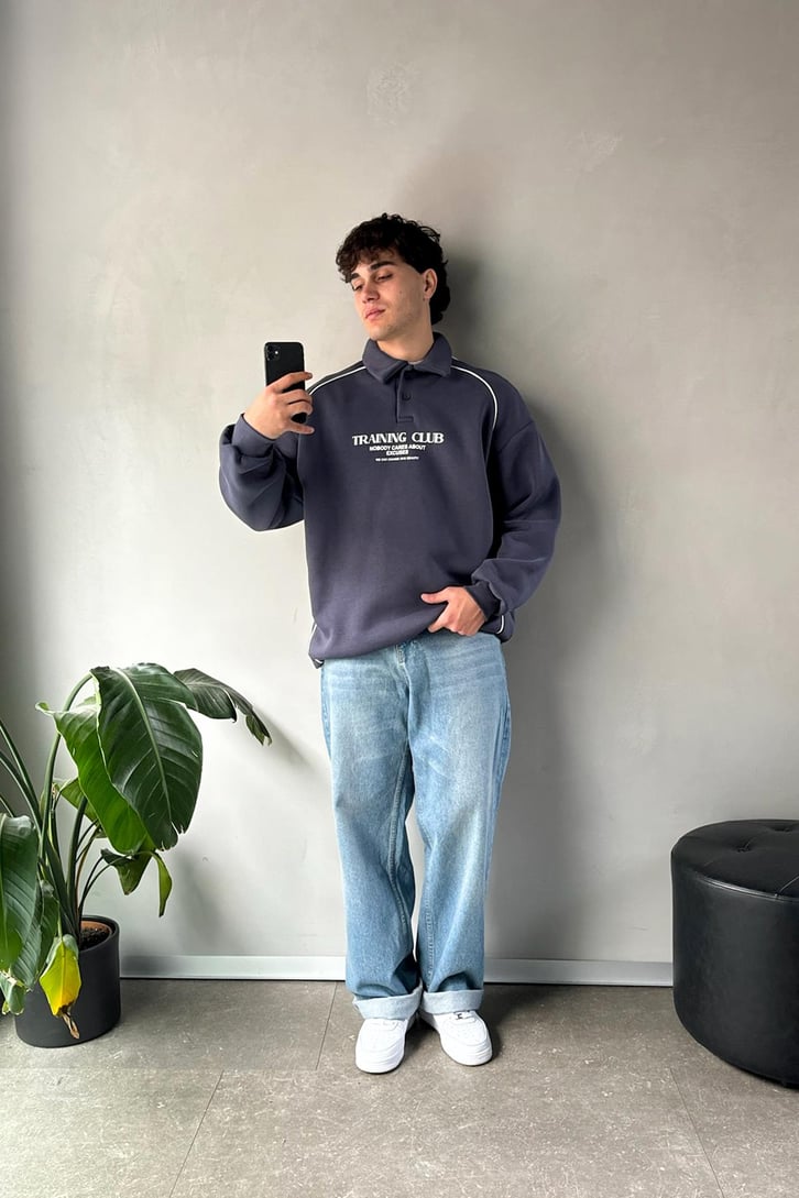 Tranıng Club Baskılı Polo Yaka Sweatshirt