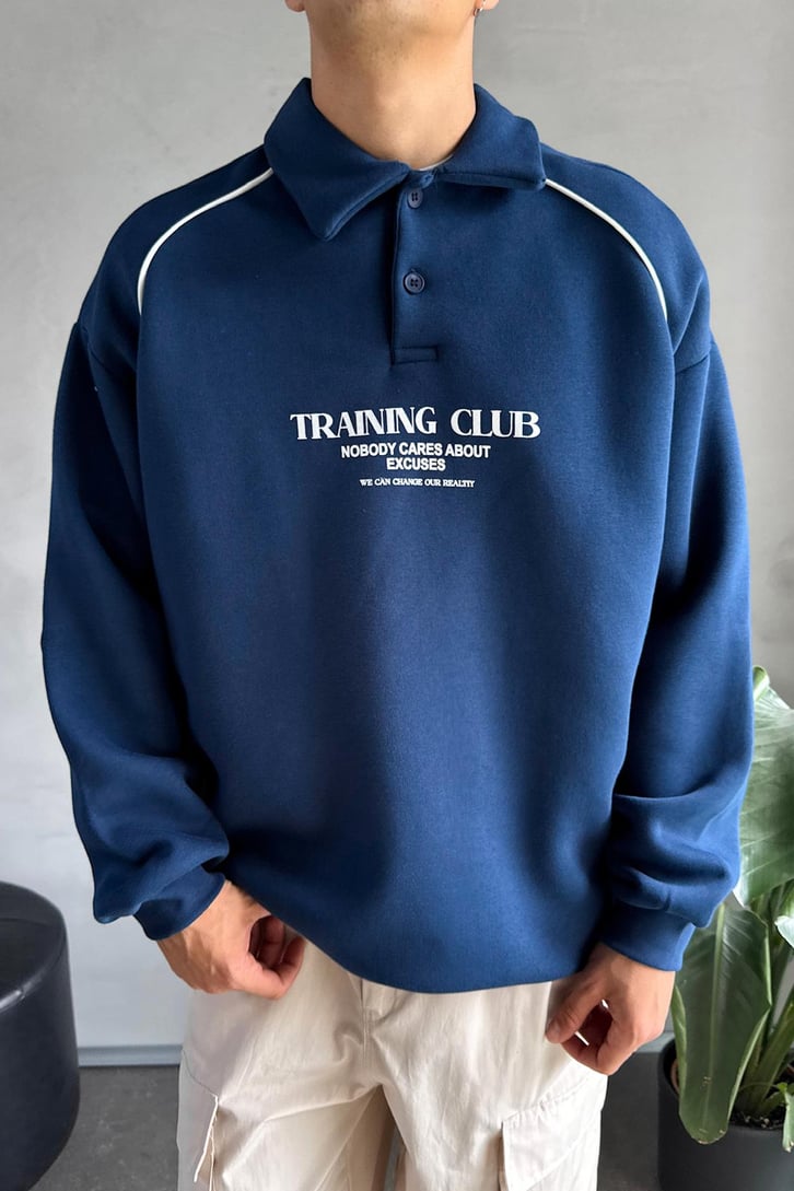 Tranıng Club Baskılı Polo Yaka Sweatshirt