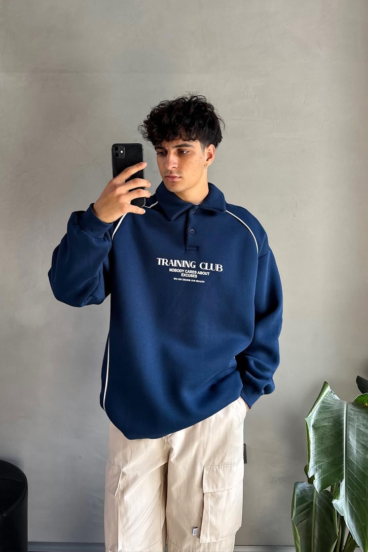 Tranıng Club Baskılı Polo Yaka Sweatshirt