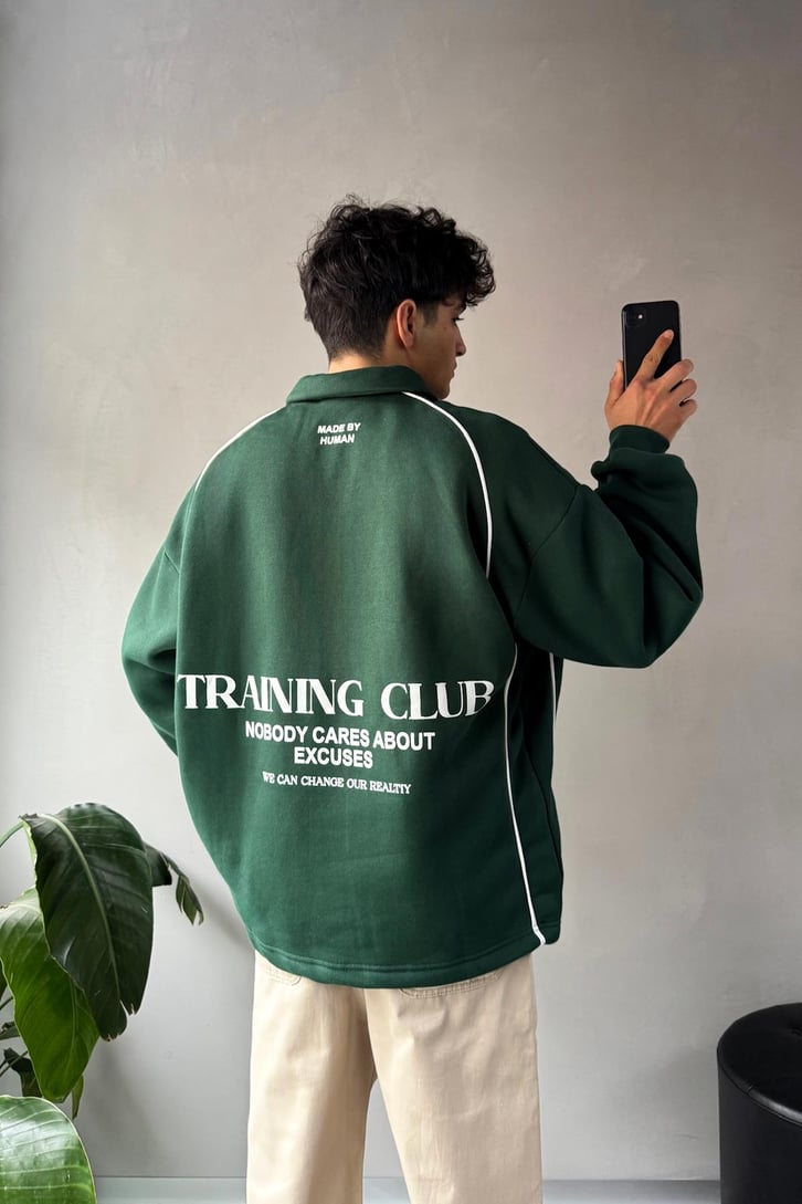 Tranıng Club Baskılı Polo Yaka Sweatshirt
