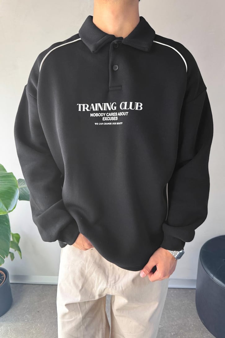 Tranıng Club Baskılı Polo Yaka Sweatshirt