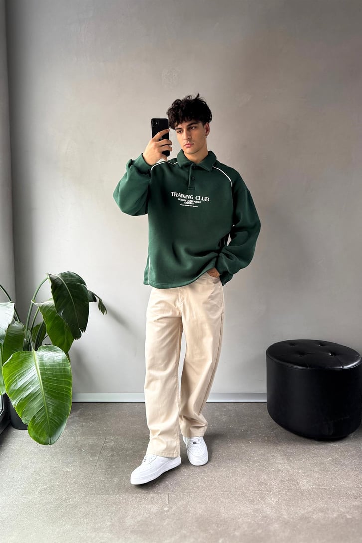 Tranıng Club Baskılı Polo Yaka Sweatshirt