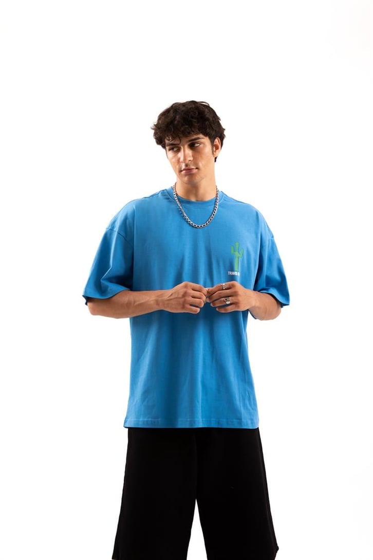 Travis Sırt Baskılı Siyah Oversize Tişört