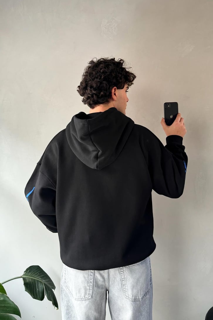 Tribal Nakışlı Oversize Hoodie