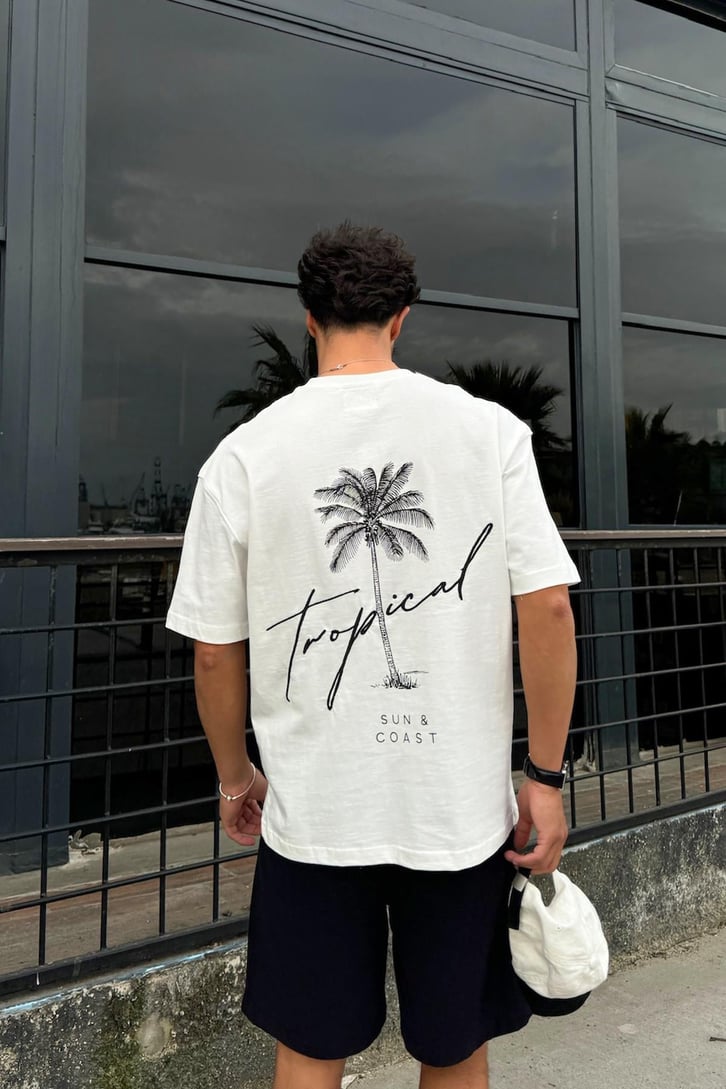 Tropical Sırt Nakış Detay Tişört