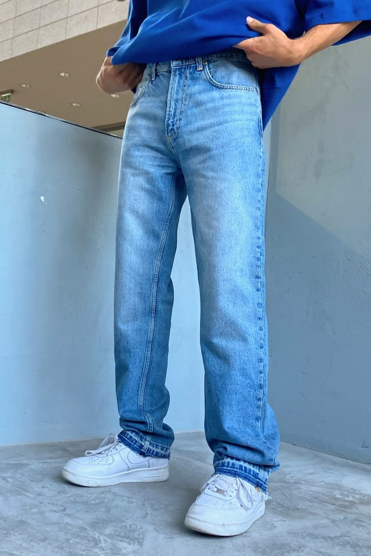 Trouser Detail Buz Mavi Baggy Jean