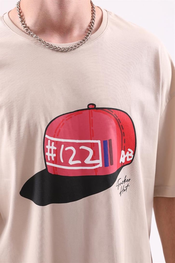 Trucker Hat Baskılı Oversize Tshirt