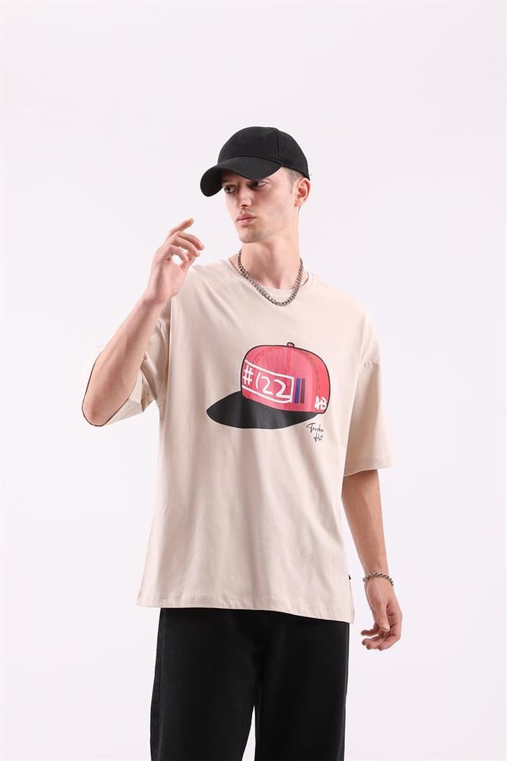 Trucker Hat Baskılı Oversize Tshirt