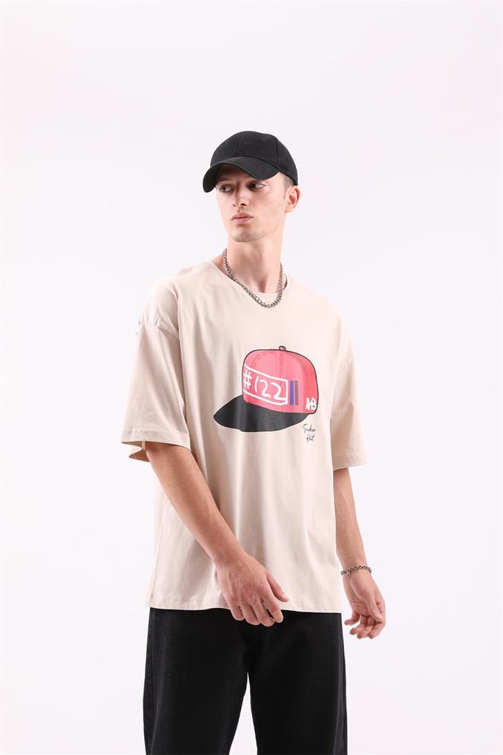 Trucker Hat Baskılı Oversize Tshirt
