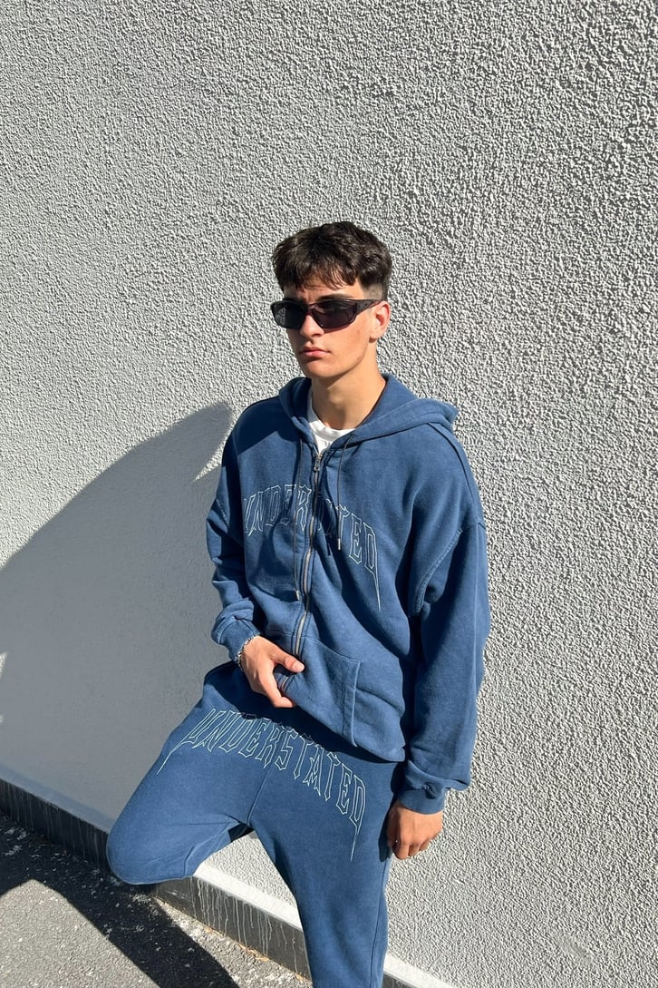 Undertated Baskılı Mavi Zipper Eşofman Takımı