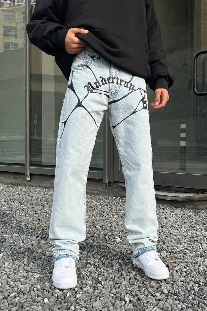 Undertrap Baskılı Buz Mavi Regular Fit Jean