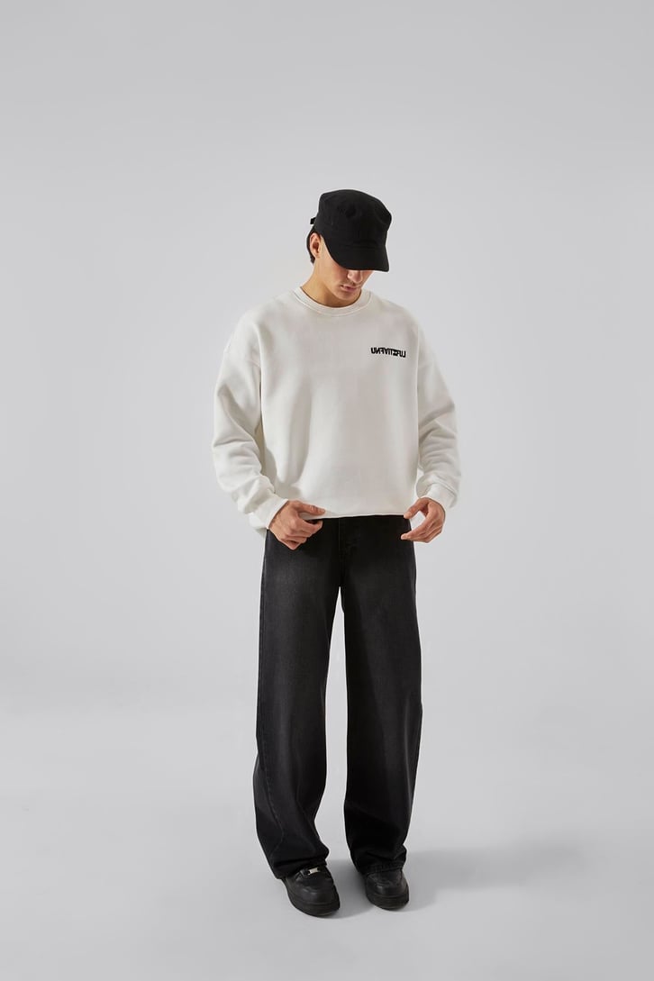 Unfaıtıful Baskılı Beyaz Oversize Sweatshirt