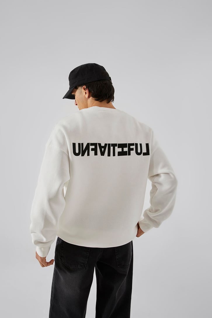 Unfaıtıful Baskılı Beyaz Oversize Sweatshirt