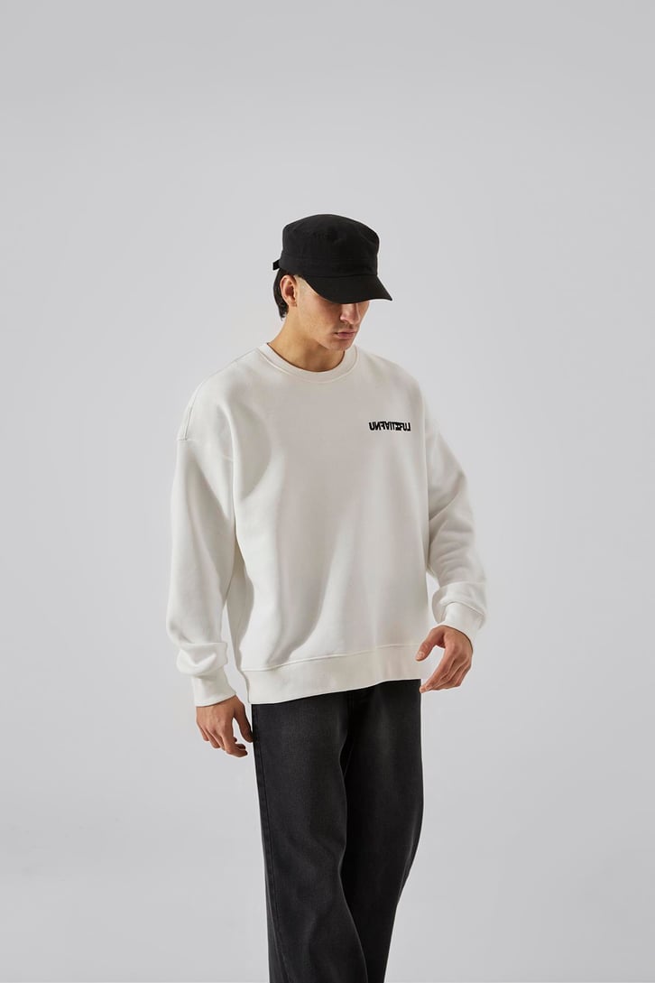 Unfaıtıful Baskılı Beyaz Oversize Sweatshirt