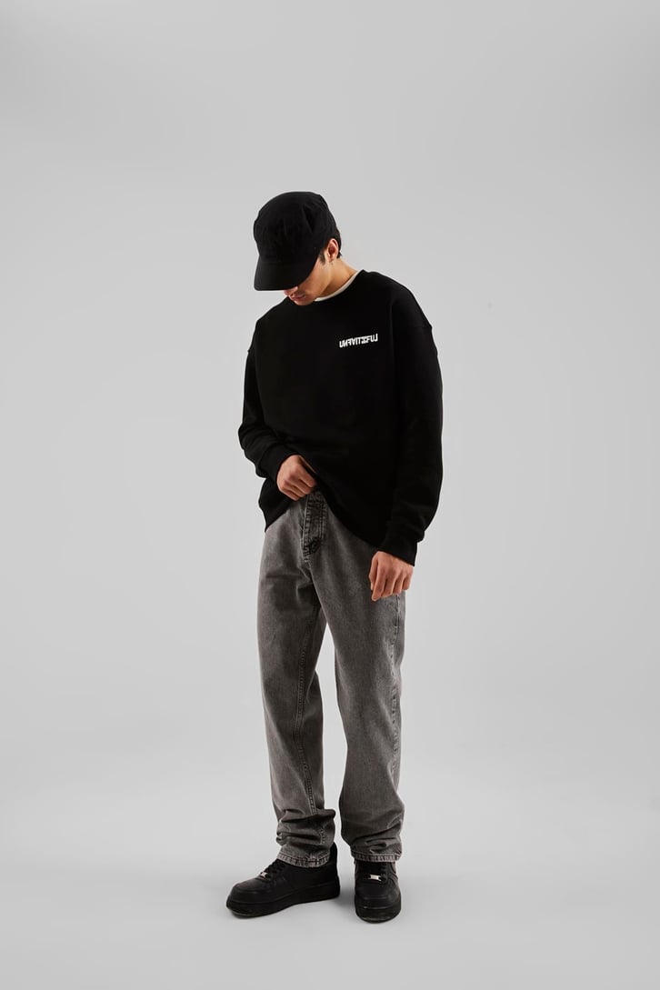 Unfaıtıful Baskılı Siyah Oversize Sweatshirt