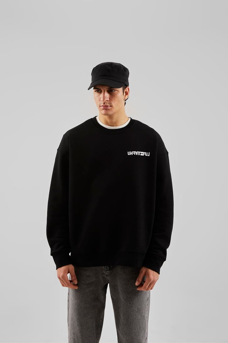 Unfaıtıful Baskılı Siyah Oversize Sweatshirt