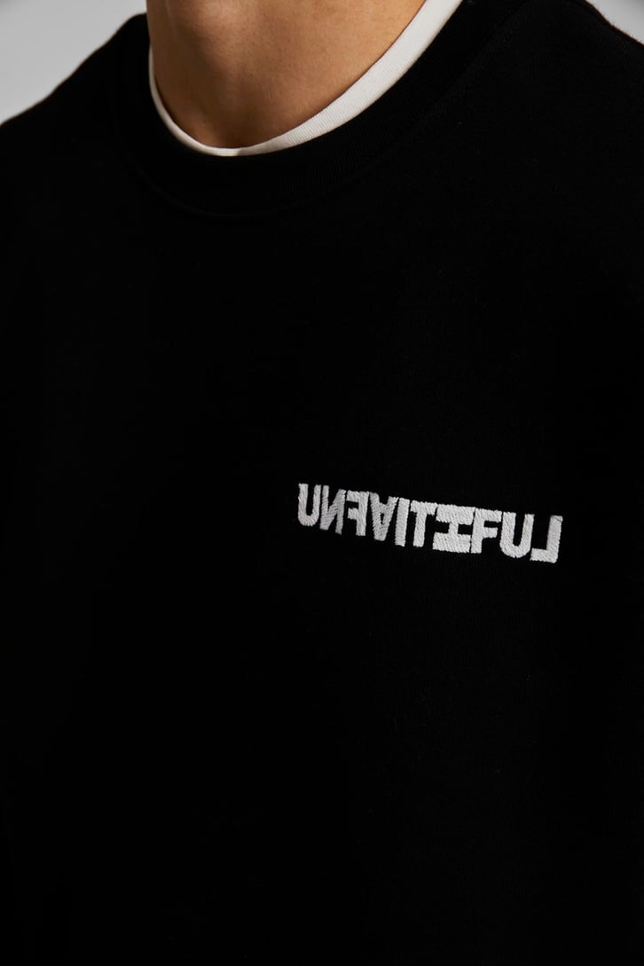 Unfaıtıful Baskılı Siyah Oversize Sweatshirt