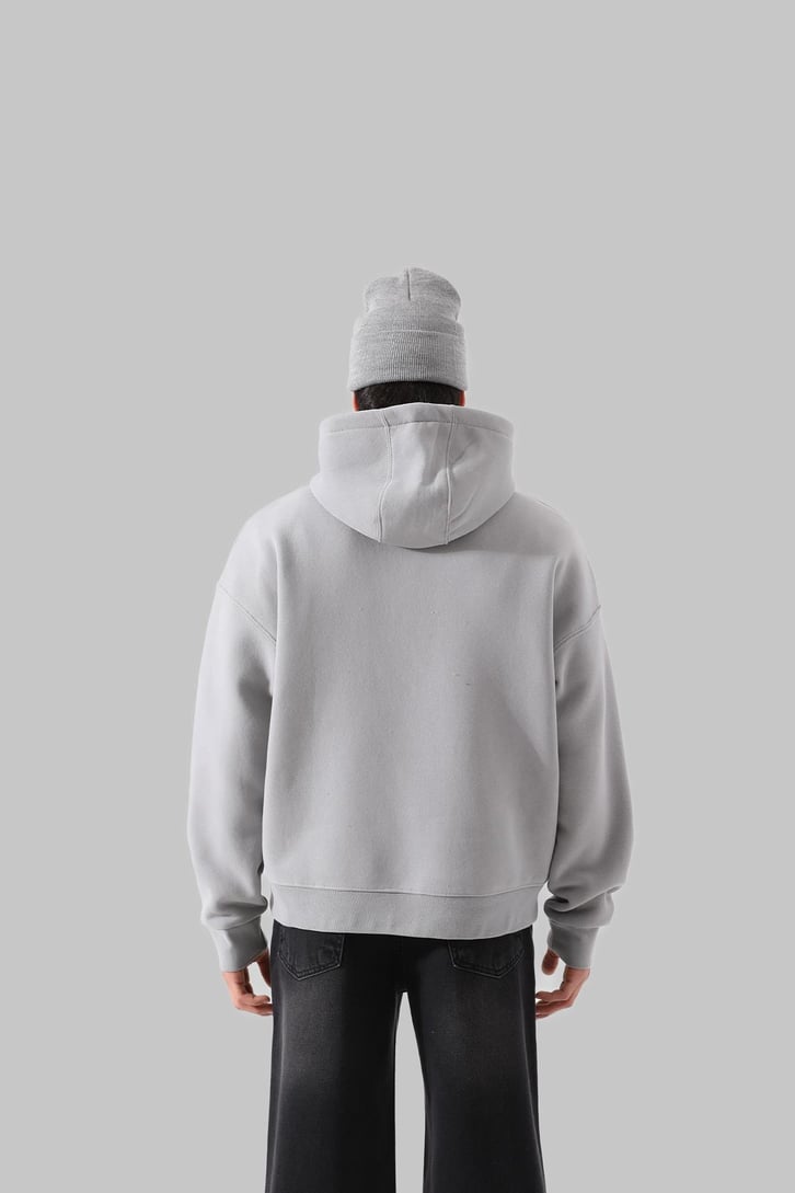 Unyıeldıngness Nakışlı Gri Oversize Hoodie