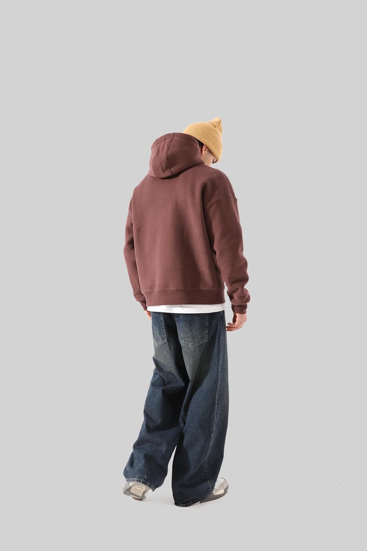 Unyıeldıngness Nakışlı Kahverengi Oversize Hoodie