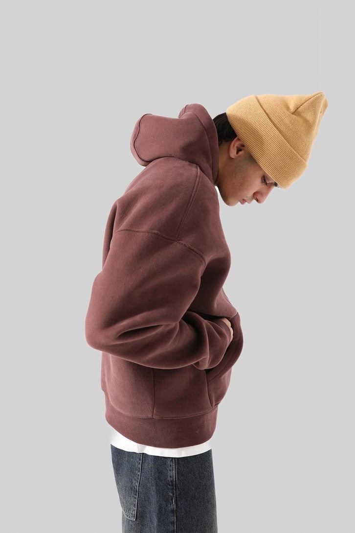 Unyıeldıngness Nakışlı Kahverengi Oversize Hoodie