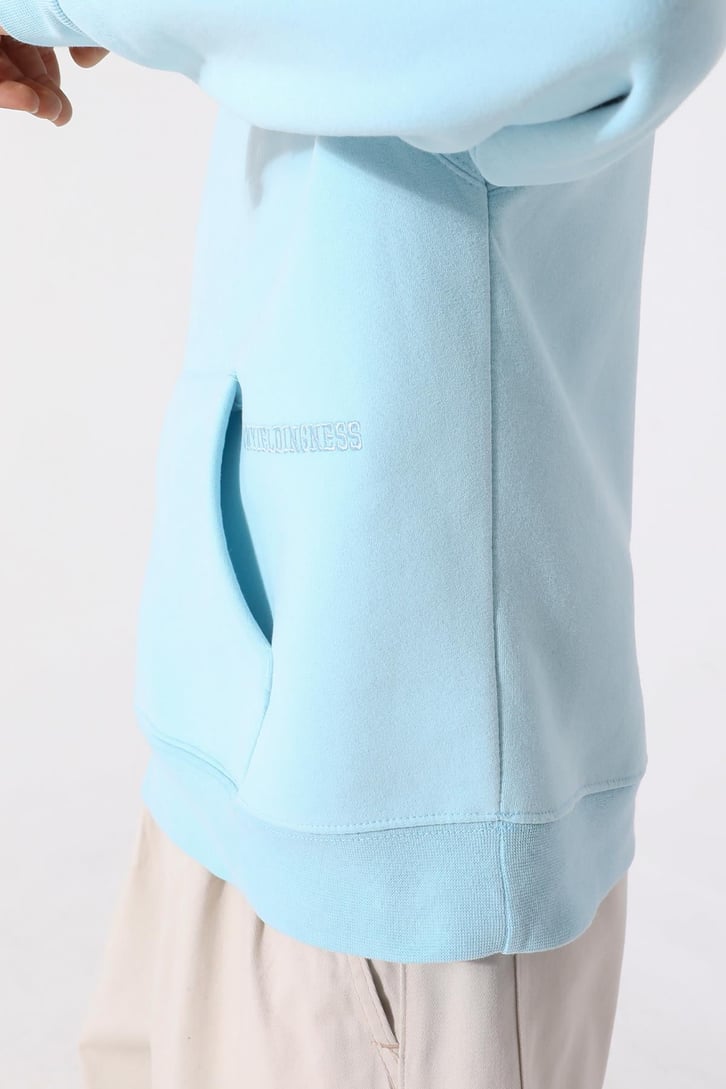 Unyıeldıngness Nakışlı Mavi Oversize Hoodie