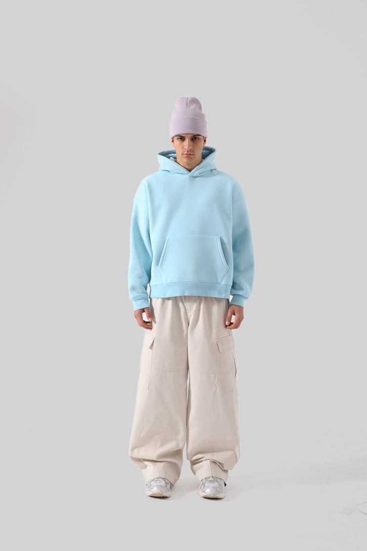 Unyıeldıngness Nakışlı Mavi Oversize Hoodie